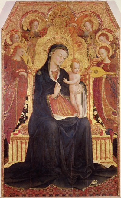 Madonna col Bambino in trono con sei angeli, pannello centrale di un altare, 1437-44 (dettaglio) da Stefano Sassetta